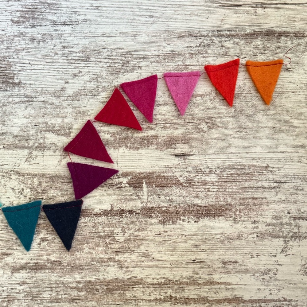 Whimsical Vintage Colorful Felt Triangle Bunting Garland - Picture 4 of 6